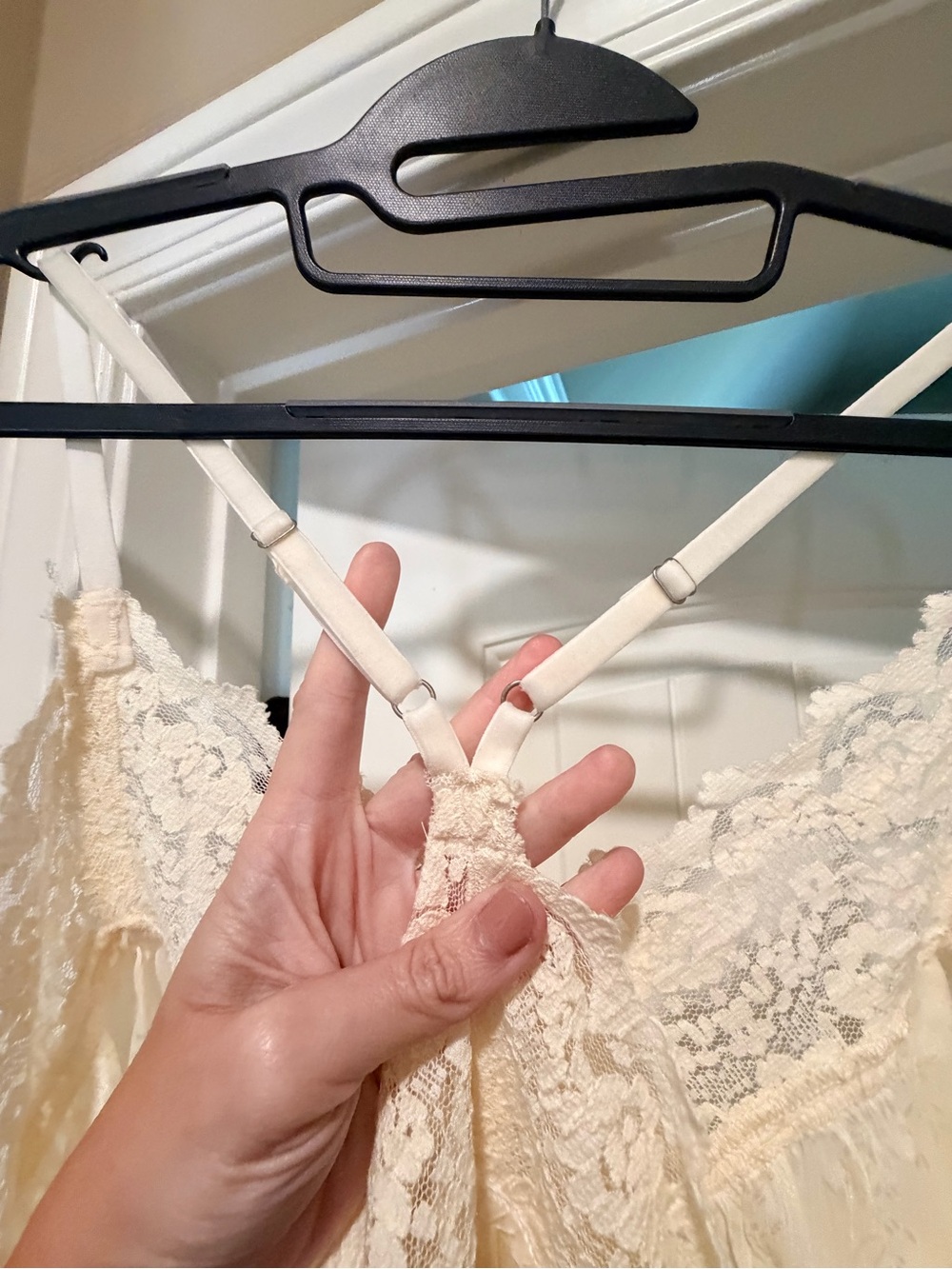 Free People Cream Lace-Trim Satin Chemise Top - Picture 5 of 10